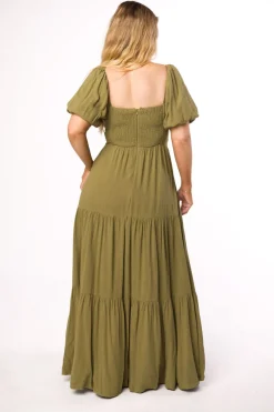 Fashion Worth Collective Genevieve Tiered Maxi Dress in Olive