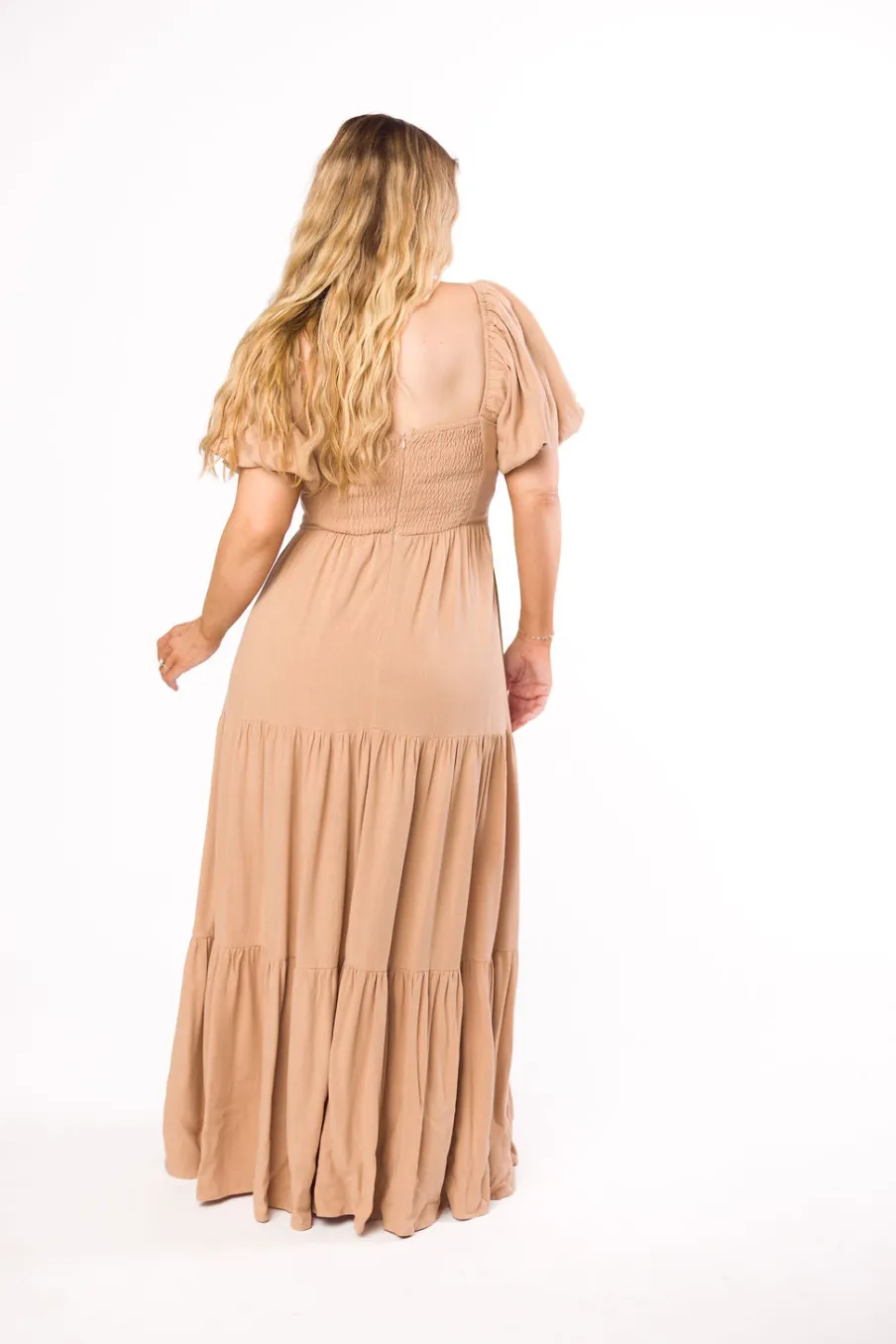 Discount Worth Collective Genevieve Tiered Maxi Dress in Latte
