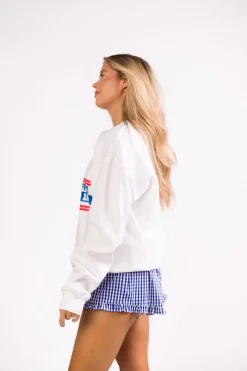 Fashion Worth Collective Georgia Gingham Ruffle Hem Shorts in Blue