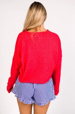 Fashion Worth Collective Georgia Gingham Ruffle Hem Shorts in Blue