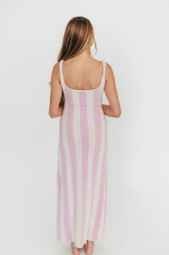 Sale Worth Collective Gianna Striped Sweater Maxi Dress in Pink/Ivory
