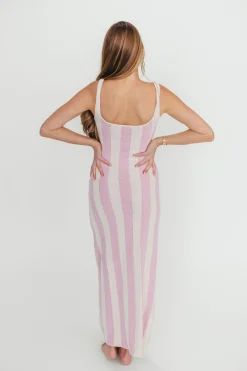 Sale Worth Collective Gianna Striped Sweater Maxi Dress in Pink/Ivory