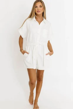 Sale Worth Collective Gina 100% Cotton Romper in White