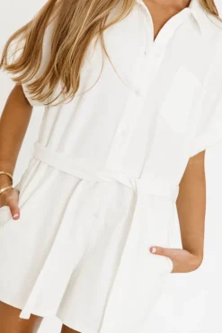 Sale Worth Collective Gina 100% Cotton Romper in White