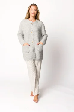 Outlet Worth Collective Glenn Button Down Sweater Cardigan in Silver