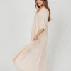 Sale Worth Collective Goddess 100% Cotton Babydoll Maxi Dress in Blush - Bump Friendly