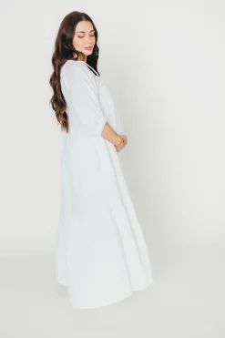 Fashion Worth Collective Goddess 100% Cotton Babydoll Maxi Dress in White - Bump Friendly