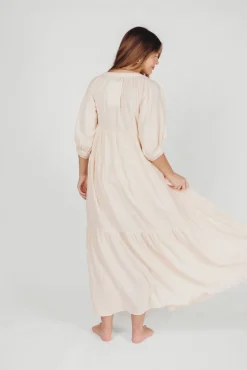 Sale Worth Collective Goddess 100% Cotton Babydoll Maxi Dress in Blush - Bump Friendly
