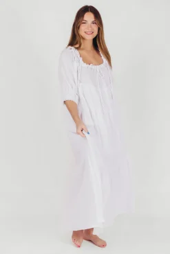 Fashion Worth Collective Goddess 100% Cotton Babydoll Maxi Dress in White - Bump Friendly