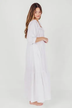 Fashion Worth Collective Goddess 100% Cotton Babydoll Maxi Dress in White - Bump Friendly