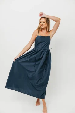Discount Worth Collective Gracelyn Bow Tie Front Detail Maxi Dress in Navy
