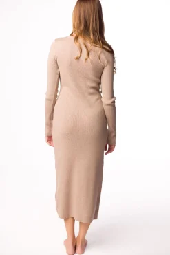 Online Worth Collective Gwen Ribbed Midi Dress in Mocha