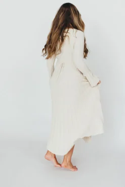 Sale Worth Collective Hadley Long Sleeve V-Neck Knit Maxi Dress in Cream Taupe
