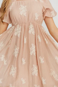 Fashion Worth Collective Hallie Embroidered Maxi Dress in Blush - Bump Friendly & Inclusive Siz