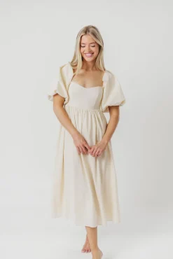 New Worth Collective Hamilton Midi Dress in Ivory - Bump Friendly