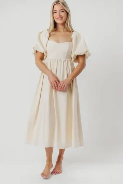 New Worth Collective Hamilton Midi Dress in Ivory - Bump Friendly