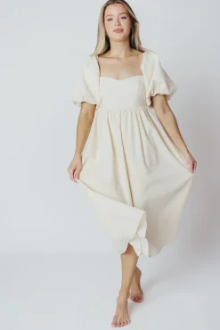 New Worth Collective Hamilton Midi Dress in Ivory - Bump Friendly