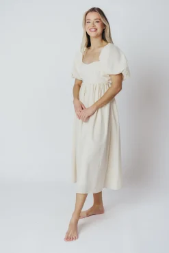 New Worth Collective Hamilton Midi Dress in Ivory - Bump Friendly