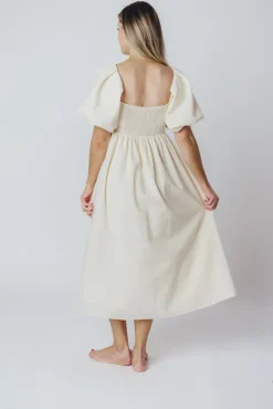 New Worth Collective Hamilton Midi Dress in Ivory - Bump Friendly