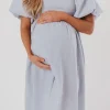 New Worth Collective Hamilton Midi Dress in Light Blue - Bump Friendly & Inclusive Sizing (