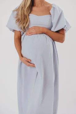 New Worth Collective Hamilton Midi Dress in Light Blue - Bump Friendly & Inclusive Sizing (