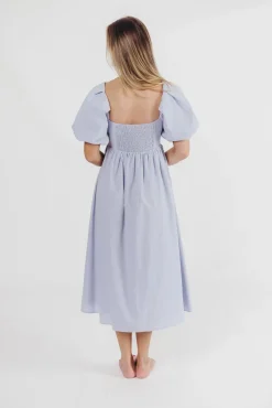 New Worth Collective Hamilton Midi Dress in Light Blue - Bump Friendly & Inclusive Sizing (
