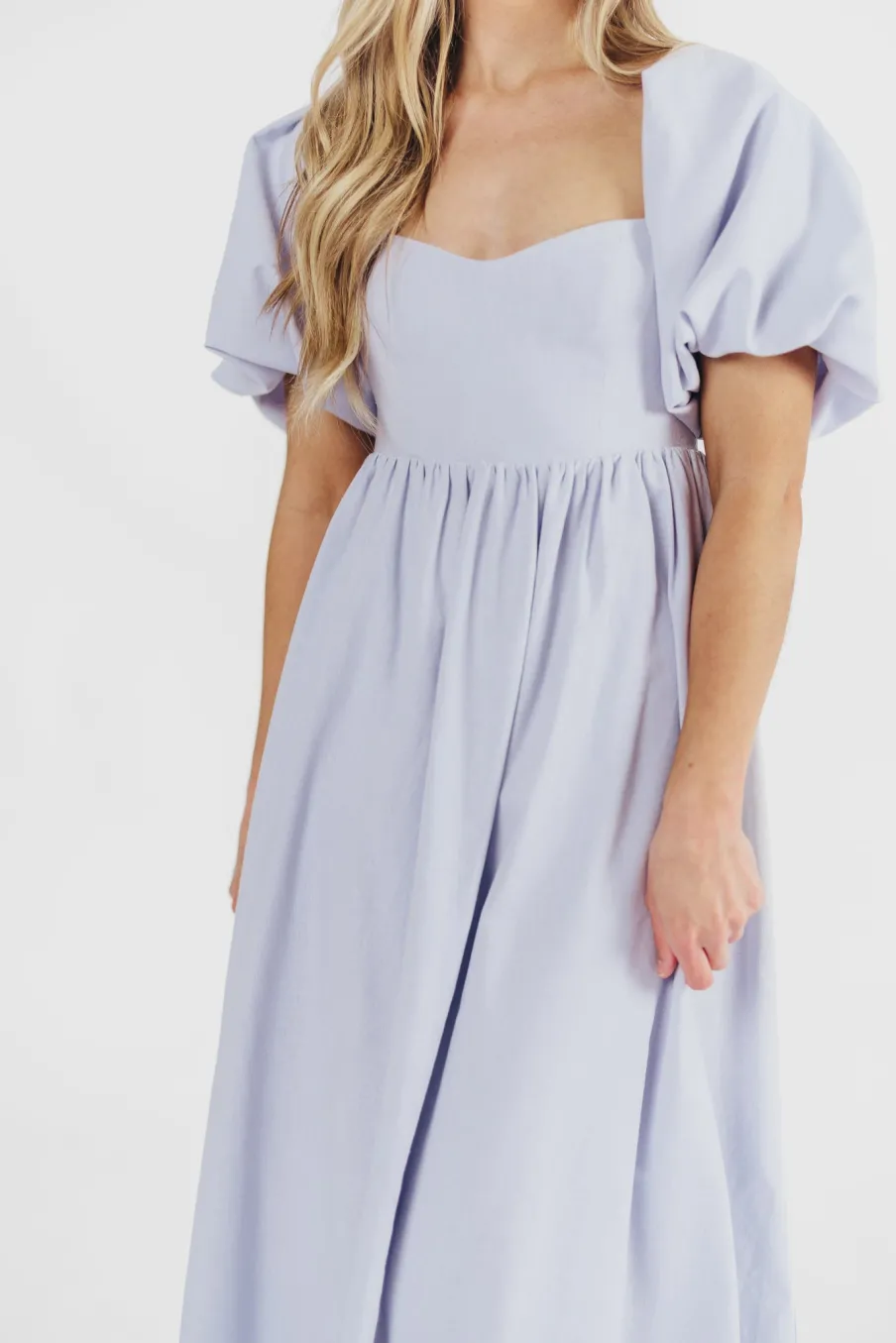 New Worth Collective Hamilton Midi Dress in Light Blue - Bump Friendly & Inclusive Sizing (