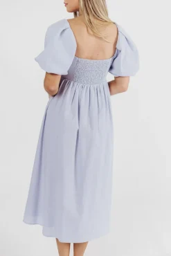 New Worth Collective Hamilton Midi Dress in Light Blue - Bump Friendly & Inclusive Sizing (