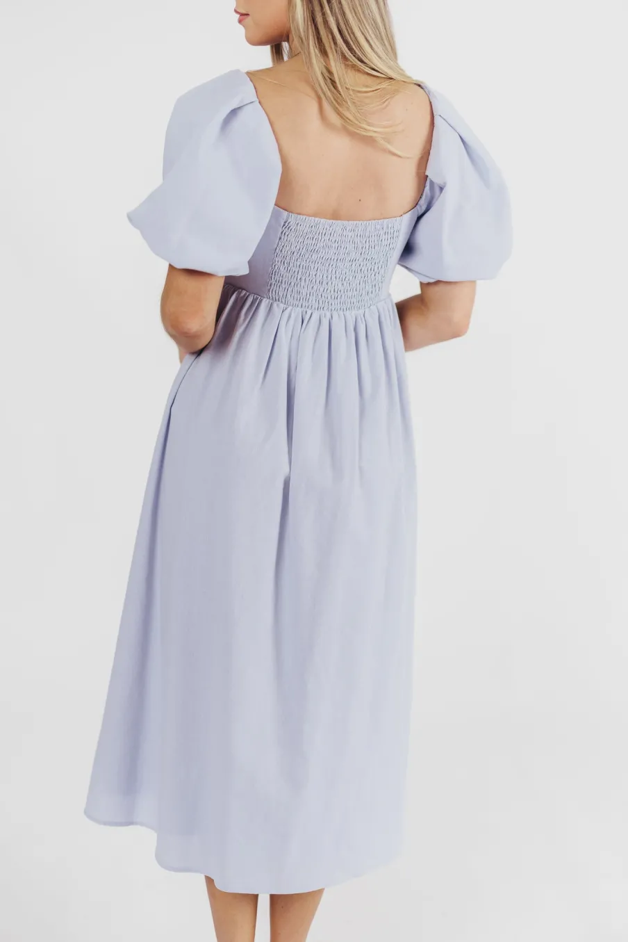 New Worth Collective Hamilton Midi Dress in Light Blue - Bump Friendly & Inclusive Sizing (