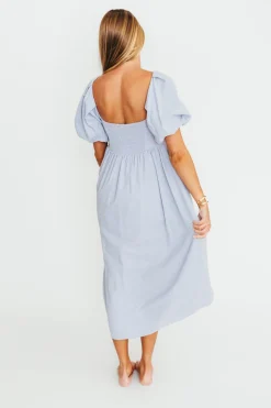 New Worth Collective Hamilton Midi Dress in Light Blue - Bump Friendly & Inclusive Sizing (