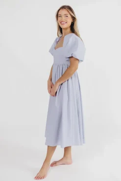 New Worth Collective Hamilton Midi Dress in Light Blue - Bump Friendly & Inclusive Sizing (