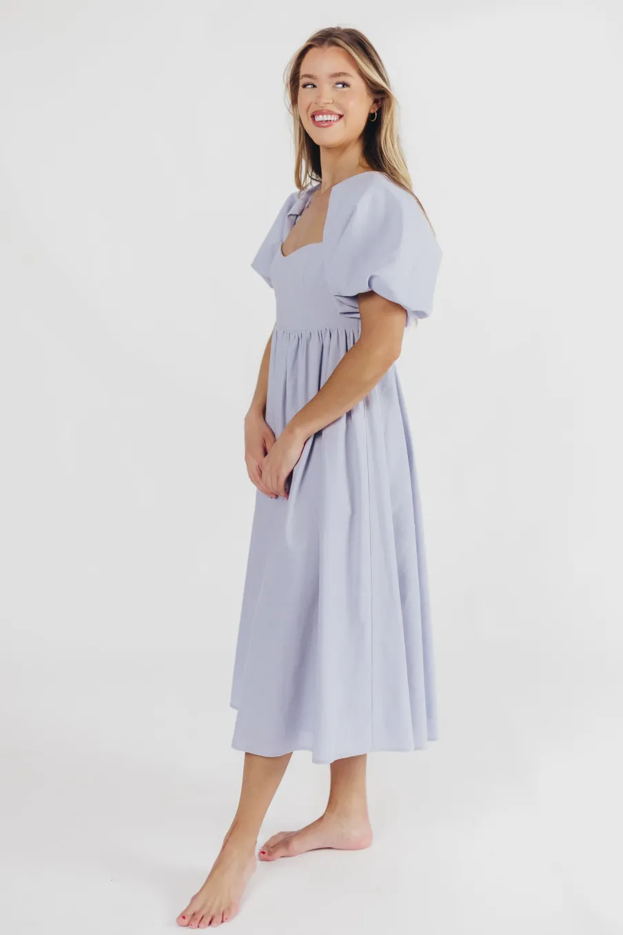 New Worth Collective Hamilton Midi Dress in Light Blue - Bump Friendly & Inclusive Sizing (
