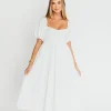 Online Worth Collective Hamilton Midi Dress in Off-White - Bump Friendly (S-2XL)