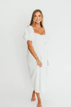 Online Worth Collective Hamilton Midi Dress in Off-White - Bump Friendly (S-2XL)