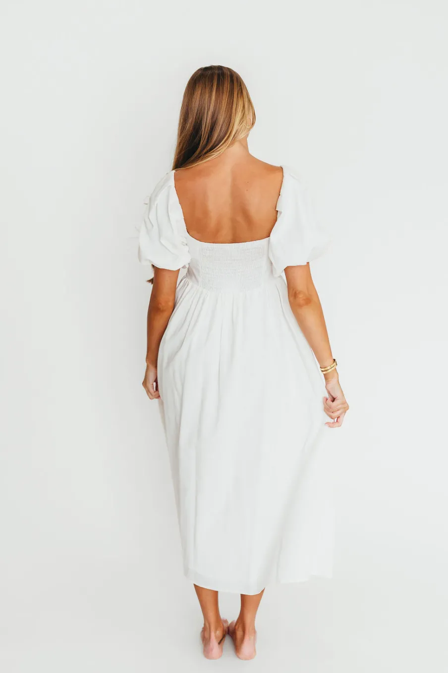Online Worth Collective Hamilton Midi Dress in Off-White - Bump Friendly (S-2XL)
