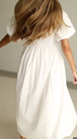 Online Worth Collective Hamilton Midi Dress in Off-White - Bump Friendly (S-2XL)