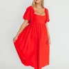 Online Worth Collective Hamilton Midi Dress in Red - Bump Friendly (S-XL)