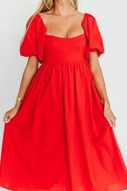 Online Worth Collective Hamilton Midi Dress in Red - Bump Friendly (S-XL)