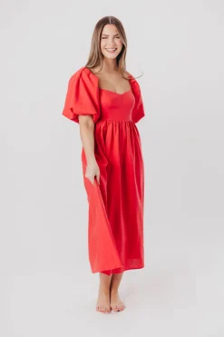 Online Worth Collective Hamilton Midi Dress in Red - Bump Friendly (S-XL)