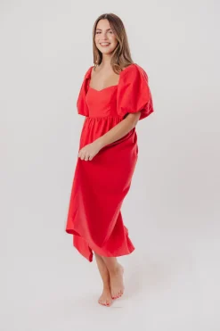Online Worth Collective Hamilton Midi Dress in Red - Bump Friendly (S-XL)