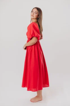 Online Worth Collective Hamilton Midi Dress in Red - Bump Friendly (S-XL)