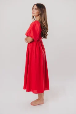 Online Worth Collective Hamilton Midi Dress in Red - Bump Friendly (S-XL)
