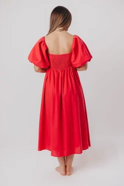 Online Worth Collective Hamilton Midi Dress in Red - Bump Friendly (S-XL)