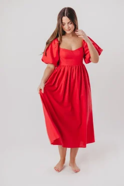 Online Worth Collective Hamilton Midi Dress in Red - Bump Friendly (S-XL)