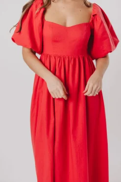 Online Worth Collective Hamilton Midi Dress in Red - Bump Friendly (S-XL)