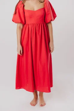 Online Worth Collective Hamilton Midi Dress in Red - Bump Friendly (S-XL)