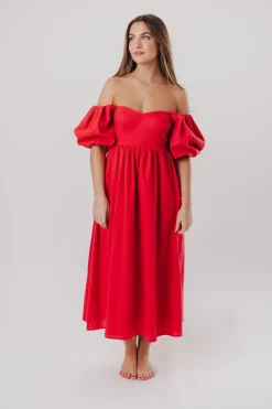 Online Worth Collective Hamilton Midi Dress in Red - Bump Friendly (S-XL)