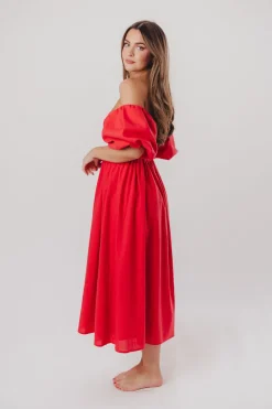 Online Worth Collective Hamilton Midi Dress in Red - Bump Friendly (S-XL)