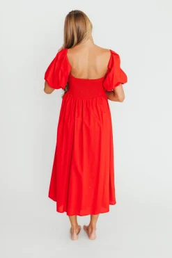 Online Worth Collective Hamilton Midi Dress in Red - Bump Friendly (S-XL)