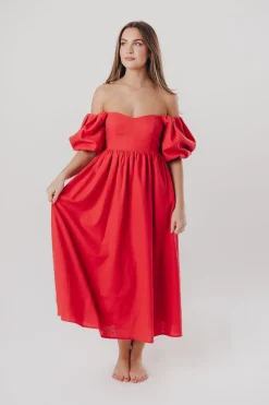 Online Worth Collective Hamilton Midi Dress in Red - Bump Friendly (S-XL)